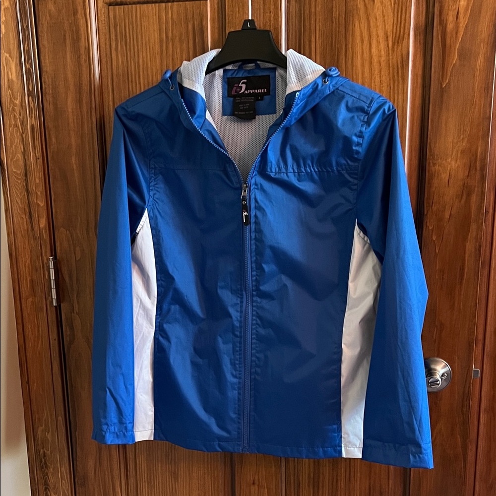 Blue and White Windbreaker Jacket